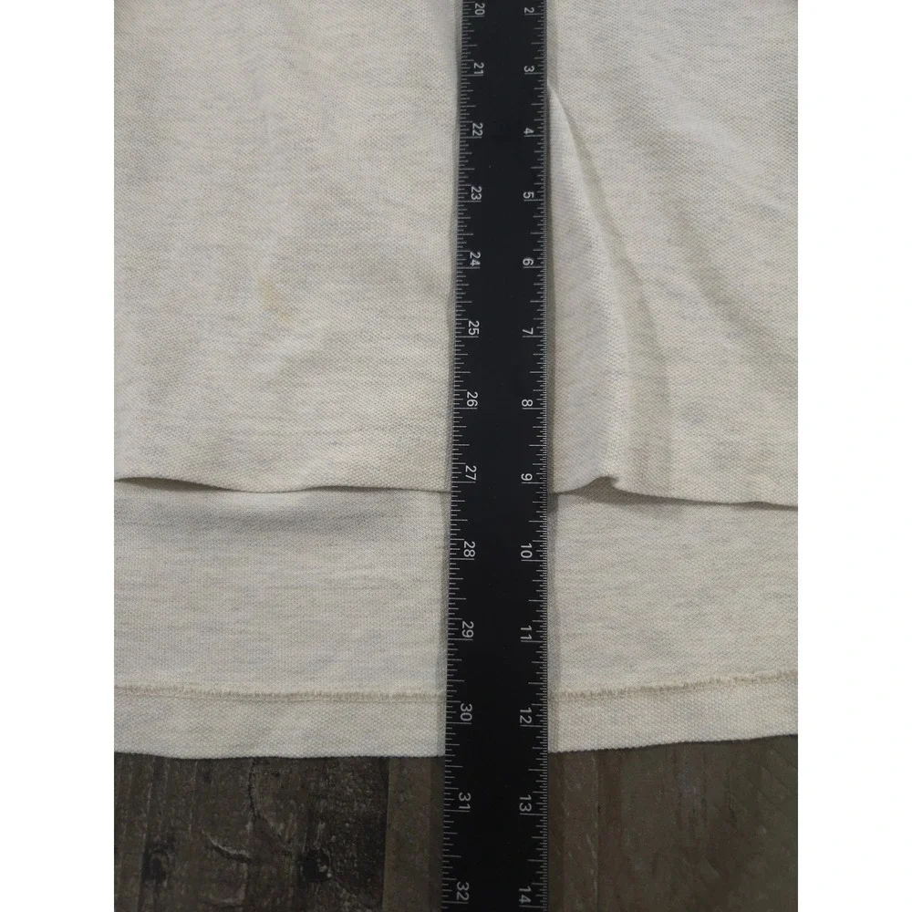 Polo Ralph Lauren 90s Big Fit Knit Polo Shirt Mens S Beige Oatmeal Pocket